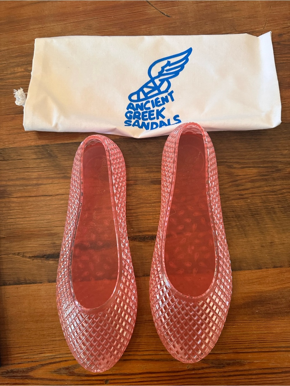 Ancient Greek Sandals Coral Pink Jelly Ballet Flats